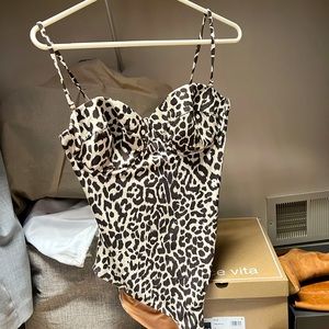 J Crew underwire one-piece leopard swimsuit